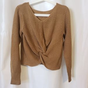 Twist Front Cropped Sweater